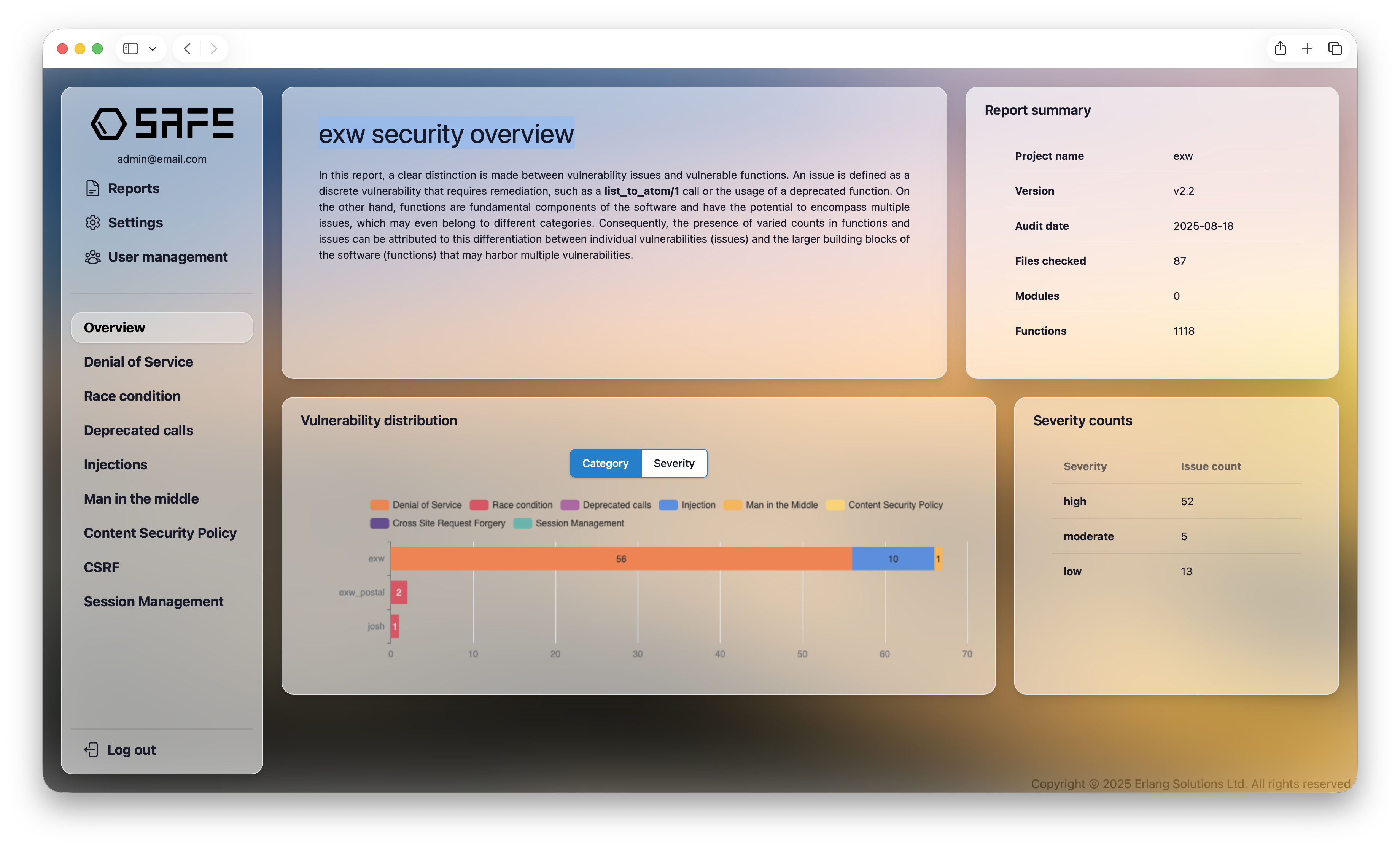 SAFE On-Prem Report Summary