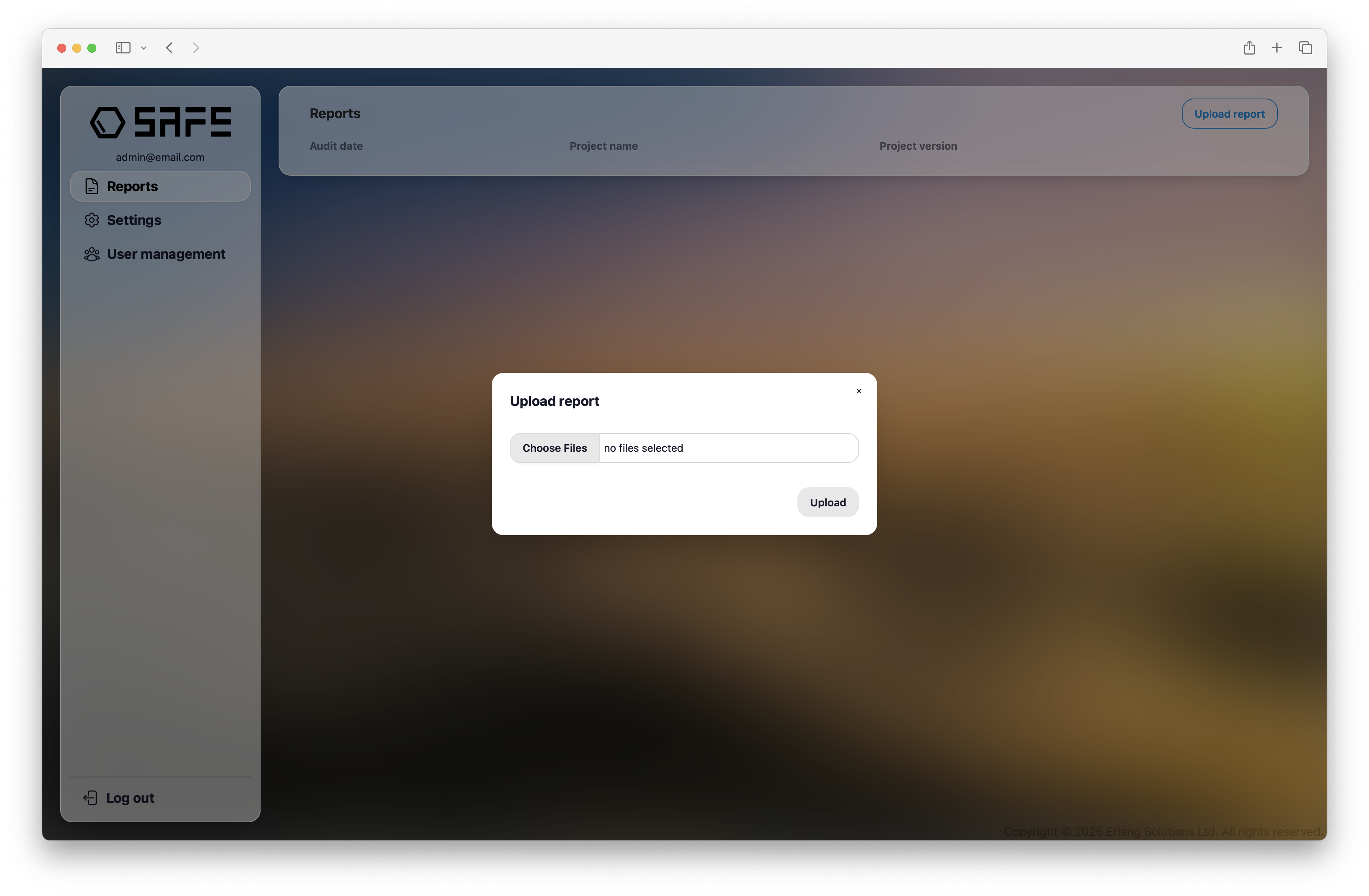 Report upload window